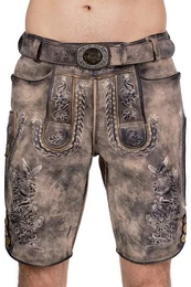 Trachtenlederhose Lederhose Herren kurz - ENGELBERT - beige antik