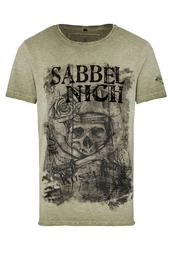 Trachtenshirt Shirt Herren - PIRAT - grau, oliv