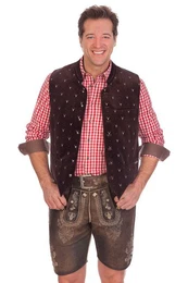 Trachtenlederhose Lederhose Herren kurz - KORBINIAN - braun antik