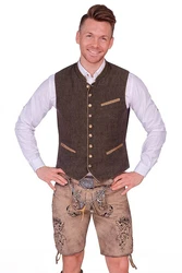 Maddox Trachtenweste Leinenweste OLIVER kiesel/oliv