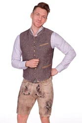 Maddox Trachtenweste Leinenweste OLIVER kiesel/oliv