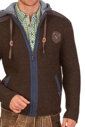 Spieth & Wensky Trachtenstrickjacke Style Dakar jeansblau/dunkelbraun