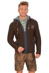 Spieth & Wensky Trachtenstrickjacke Style Dakar jeansblau/dunkelbraun