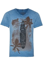 Trachtenshirt Shirt Herren - CATCH THE WAVE - blau, helltrkis