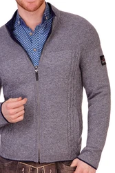 Spieth & Wensky Trachtenstrickjacke Strickjacke Herren ROGAN dunkelblau/hellgrau/mittelgrau