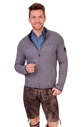 Spieth & Wensky Trachtenstrickjacke Strickjacke Herren ROGAN dunkelblau/hellgrau/mittelgrau