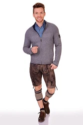 Spieth & Wensky Trachtenstrickjacke Strickjacke Herren ROGAN dunkelblau/hellgrau/mittelgrau