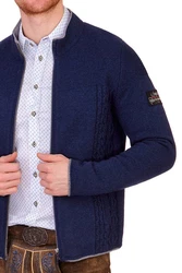 Spieth & Wensky Trachtenstrickjacke Strickjacke Herren ROGAN dunkelblau/hellgrau/mittelgrau