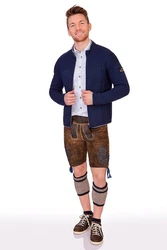Spieth & Wensky Trachtenstrickjacke Strickjacke Herren ROGAN dunkelblau/hellgrau/mittelgrau