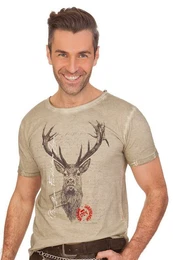 Trachtenshirt Trachtenshirt Herren - JAGDLIED - sand