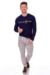 Piz Pal Strickpullover Longsleeve Herren UNTERAMMERGAU dunkelblau/oliv