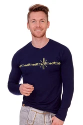 Piz Pal Strickpullover Longsleeve Herren UNTERAMMERGAU dunkelblau/oliv