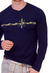 Piz Pal Strickpullover Longsleeve Herren UNTERAMMERGAU dunkelblau/oliv