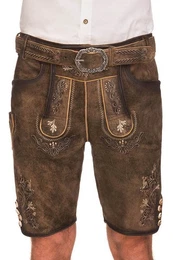 Trachtenlederhose Lederhose Herren kurz - ANTON - braun