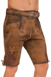 Trachtenlederhose Lederhose Herren kurz - HERKE - braungelb urig