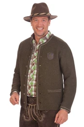 Trachtenstrickjacke Trachten Strickjacke Herren - KALTBACH - moos