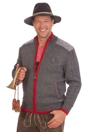 Trachtenstrickjacke Strickjacke Herren - NETZBACH - Meisterschaftsjacke - mittelgrau