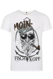Trachtenshirt Shirt Herren - FISCHKOPP - beige, wei