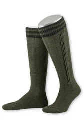 Lusana Trachtensocken Trachten Kniestrümpfe L8995R dunkelgrau/jägergrün (L8995R)