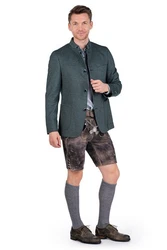 Lusana Trachtensocken Trachten Kniestrümpfe L4910 marine/mittelgrau/tanne