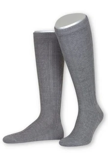 Lusana Trachtensocken Trachten Kniestrümpfe L4910 marine/mittelgrau/tanne