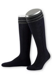 Lusana Trachtensocken Kniestrümpfe Herren - L8995R marine/braun/tanne (L8995R)