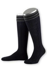 Lusana Trachtensocken Kniestrümpfe Herren - L8995R marine/braun/tanne (L8995R)