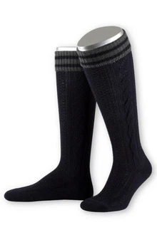 Lusana Trachtensocken Kniestrümpfe Herren - L8995R marine/braun/tanne (L8995R)