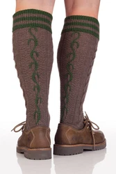 Lusana Trachtensocken Trachten Kniestrümpfe L18995 hellgrau/mittelbraun/natur (L18995)
