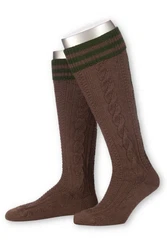 Lusana Trachtensocken Trachten Kniestrümpfe L18995 hellgrau/mittelbraun/natur (L18995)
