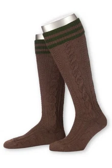Lusana Trachtensocken Trachten Kniestrümpfe L18995 hellgrau/mittelbraun/natur (L18995)