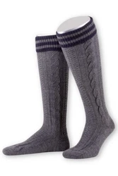 Lusana Trachtensocken Kniestrümpfe Herren L8995R mittelgrau/dunkelgrau (L8995R)