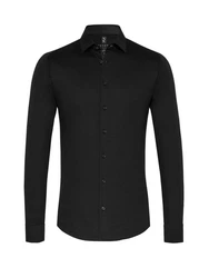 DESOTO Langarmhemd Jerseyhemd Slim Fit Schwarz