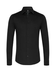DESOTO Langarmhemd Jerseyhemd Slim Fit Schwarz