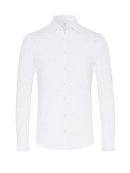 DESOTO Langarmhemd Jerseyhemd Slim Fit Weiß/Creme