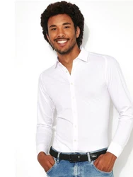 DESOTO Langarmhemd Jerseyhemd Slim Fit Weiß/Creme