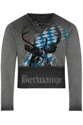 Hangowear Trachtenshirt Longsleeve Herren FERDI BAVARIA hellbraun/grau