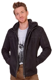 Outdoorjacke Lederjacke Herren - LEOPOLD - schwarz