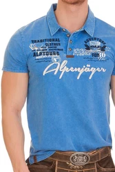MarJo Trachtenshirt Herren ALPENJGER blau/bordeaux
