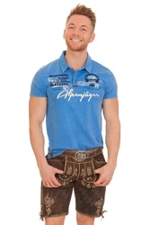 MarJo Trachtenshirt Herren ALPENJGER blau/bordeaux