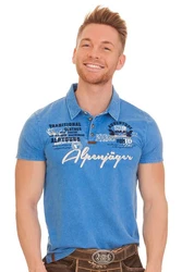 MarJo Trachtenshirt Herren ALPENJGER blau/bordeaux