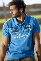 MarJo Trachtenshirt Herren ALPENJGER blau/bordeaux