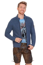 Spieth & Wensky Trachtenstrickjacke Herren MERZEN hellgrau/jeansblau