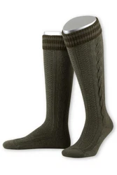 Lusana Trachtensocken Trachten Kniestrümpfe L8995R anthrazit/oliv (L8995R)