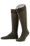 Lusana Trachtensocken Trachten Kniestrümpfe L8995R anthrazit/oliv (L8995R)
