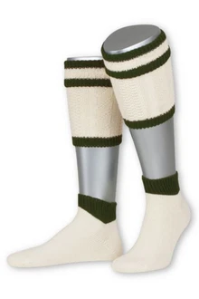 Lusana Trachtensocken Loferl L479 wollwei/mittelbraun/rot (L479)