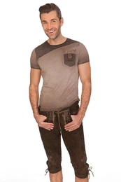 Trachtenlederhose Kniebundlederhose - SCHORSCHI - dunkelbraun