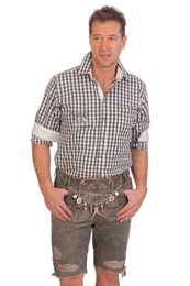 KRGER BUAM Trachtenlederhose Lederhose Herren kurz - ENNO - denimblau