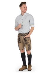 Lusana Trachtensocken Trachten Kniestrümpfe L8995R anthrazit/oliv (L8995R)