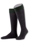 Lusana Trachtensocken Trachten Kniestrümpfe L8995R anthrazit/oliv (L8995R)